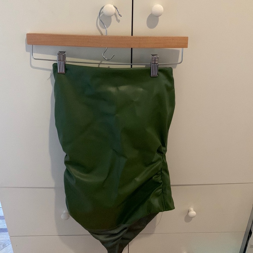 ZARA Faux Leather Bodysuit - Light Khaki